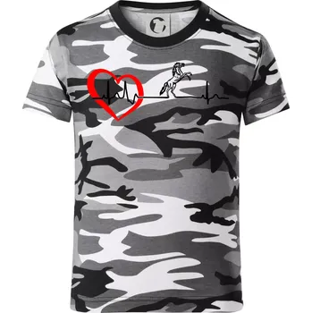 Chlapecké tričko Moje srdce bije pro koně - Dětské maskáčové triko - 146 cm/10 let ( Šedý maskáč )