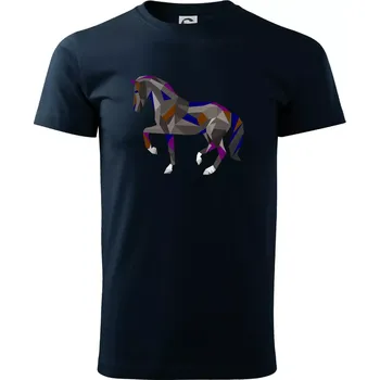 Pánské tričko Kůň geometrie barevný - Triko extra velké (5-8XL) - 6XL ( Námořní modrá (velmi tmavá - téměř černá) )