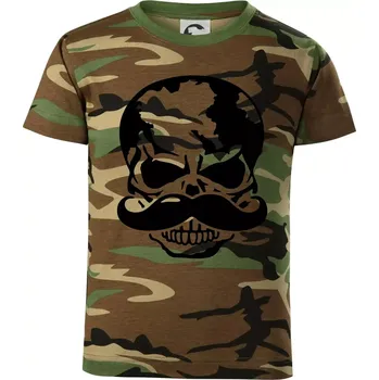 Chlapecké tričko Mustache lebka - Dětské maskáčové triko - 146 cm/10 let ( Hnědý maskáč )