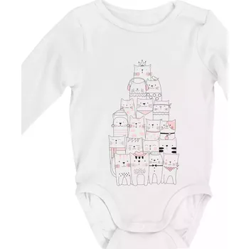 Pyramida z koček - Body kojenecké s dlouhým rukávem - Dlouhý r. do 3 měs ( Bílá )