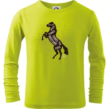 Chlapecké oblečení Horse mustang - Triko dětské Long Sleeve - 134 cm/8 let ( Limetková )