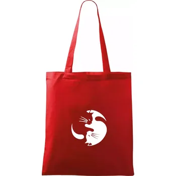 Nákupní taška Kočka - Jin jang - Taška bavlněná - 42 x 38 cm ( Červená )