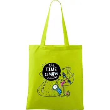 The time is meow - Taška bavlněná - 42 x 38 cm ( Limetková )