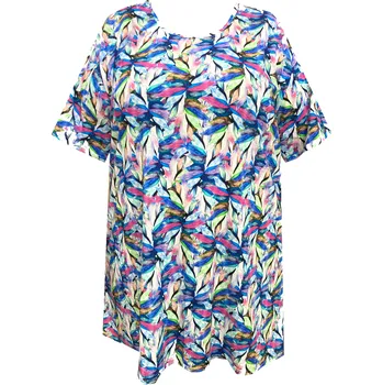 Dámské tričko Tunika bavlněná s kapsami / maxitriko (bambus modrý)- v nadměrné velikosti 3382