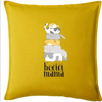 Polštář Kočičí máma - Polštář 50x50 - 50x50 - Pouze potah ( Žlutá )
