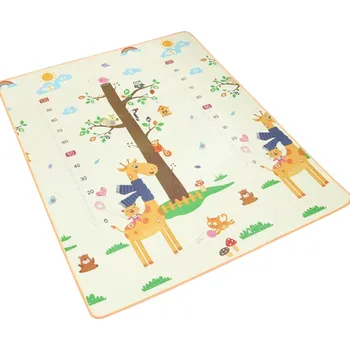 Hrací podložka pro děti 180x120x0,5 cm Oboustranný pěnový koberec EPE Motiv zvířátek a stromů Měkká skládací podložka na lezení