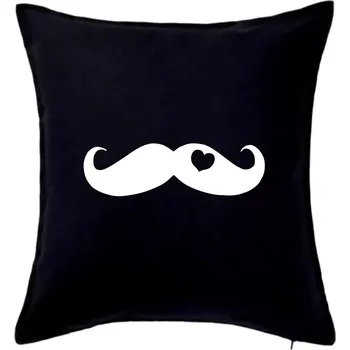 Polštář Mustache love - Polštář 50x50 - 50x50 - Pouze potah ( Černá )