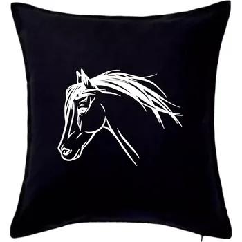 Polštář Kůň - hlava celá - Polštář 50x50 - 50x50 - Včetně výplně ( Černá )
