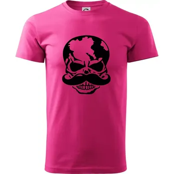 Pánské tričko Mustache lebka - Klasické pánské triko vyšší gramáže - XL ( Purpurová )