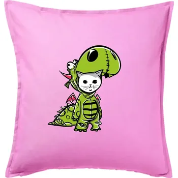 Polštář Kočkosaurus Rex - Polštář 50x50 - 50x50 - Pouze potah ( Růžová )
