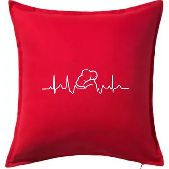 Polštář EKG kuchařská čepice - Polštář 50x50 - 50x50 - Pouze potah ( Červená )