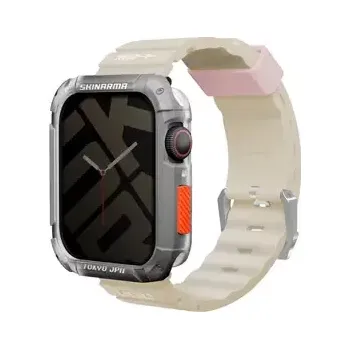 Řemínek na hodinky SKINARMA SHOKKU silikonový řemínek pro Apple Watch 45/44/42 mm béžová (8886461243390)
