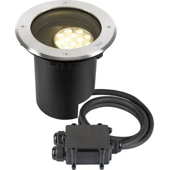 Venkovní osvětlení BIG WHITE (SLV) DASAR® L svítidlo do země, asymetrické, 3000K, 70°/40°, IP65/IP67, kulaté, nerezová ocel / černá 1009168