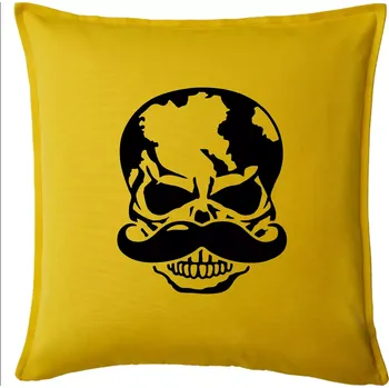 Polštář Mustache lebka - Polštář 50x50 - 50x50 - Pouze potah ( Žlutá )
