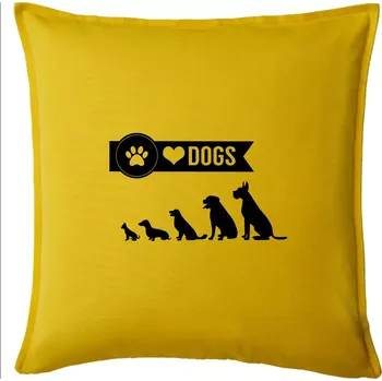 Polštář I love dogs - tlapka - Polštář 50x50 - 50x50 - Pouze potah ( Žlutá )