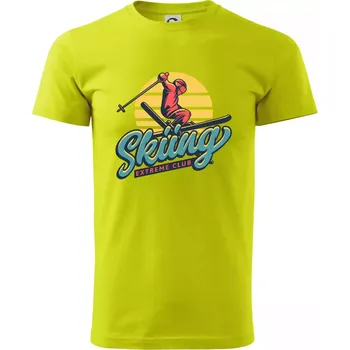 Skiing winter extreme cup - Klasické pánské triko vyšší gramáže - 3XL ( Limetková )
