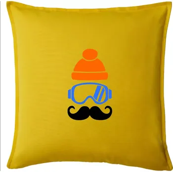 Polštář Lyžař knírač - Polštář 50x50 - 50x50 - Pouze potah ( Žlutá )