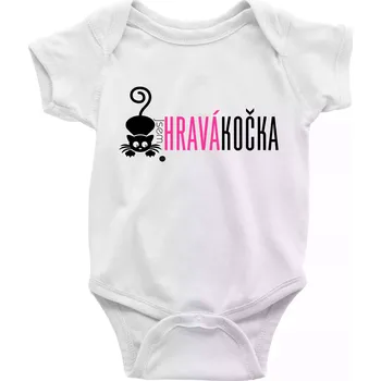 Kojenecký body Jsem hravá kočka - Body kojenecké s krátkým rukávem - Krátký r. 12-18 měs ( Bílá )