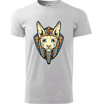 Pánské tričko Egyptská kočka - Triko extra velké (5-8XL) - 8XL ( Světlešedý Melír )