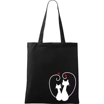 Nákupní taška Kočky - Zamilovaný pár - Taška bavlněná - 42 x 38 cm ( Černá )