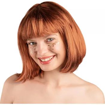 Karnevalová paruka Paruka Kleopatra zrzavá, mikádo po ramena s ofinou