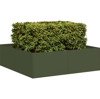 Truhlík vidaXL Truhlík olivově zelený 100x100x30 cm ocel