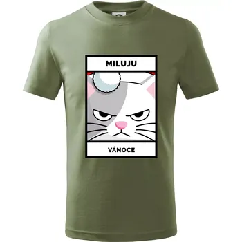 Miluju Vánoce - Tričko dětské bavlněné - 104-110cm / 3-4 roky ( Khaki )