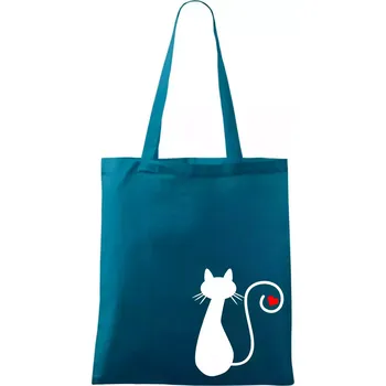 Zamilovaná kočka ocásek - Taška bavlněná - 42 x 38 cm ( Petrolejová )