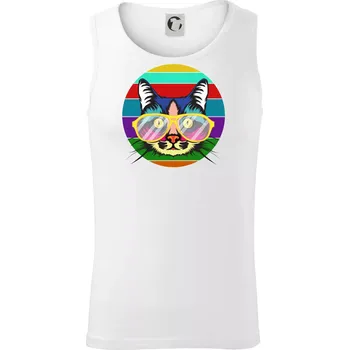 Kočka při barevném západu - Tílko pánské Core - M ( Bílá )