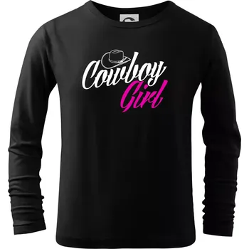 Chlapecké tričko Cowboy Girl - Triko dětské Long Sleeve - 146 cm/10 let ( Černá )