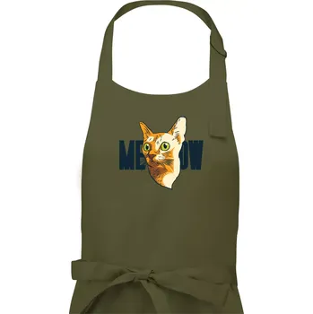 Kuchyňská zástěra Kočka meow - Pánská zástěra na vaření - Univerzální velikost ( Khaki )