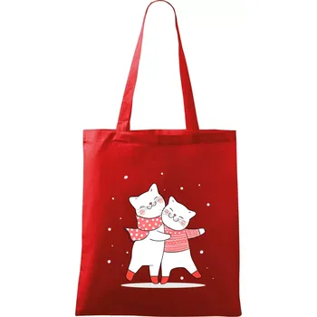 Nákupní taška Kočky ve svetru - Taška bavlněná - 42 x 38 cm ( Červená )