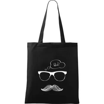 Nákupní taška Mustache what? - Taška bavlněná - 42 x 38 cm ( Černá )