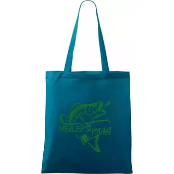 Nejlepší rybář ryba na háčku - Taška bavlněná - 42 x 38 cm ( Petrolejová )