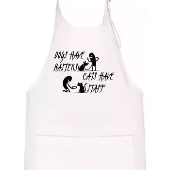 Kuchyňská zástěra Dogs have masters, cats have staff - Dětská zástěra na vaření - Univerzální velikost ( Bílá )