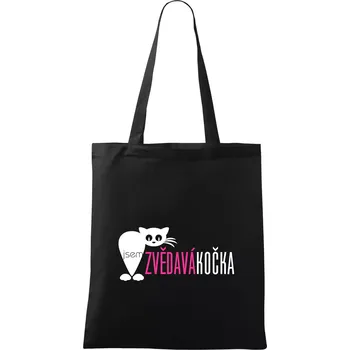 Jsem zvědavá kočka - Taška bavlněná - 42 x 38 cm ( Černá )