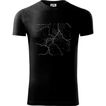 Černobílá mapa Kralupy nad Vltavou - Viper FIT - Pánské zůžené tričko - XL ( Černá )
