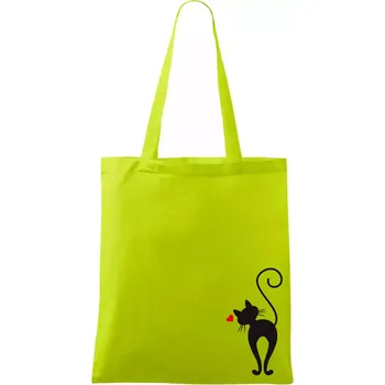 Nákupní taška Zamilovaná kočka zezadu - Taška bavlněná - 42 x 38 cm ( Limetková )