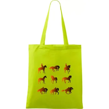 Koně v kostce - Taška bavlněná - 42 x 38 cm ( Limetková )