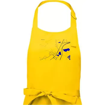 Kuchyňská zástěra Chlumec 403 39 mapa s vodními toky - Dámská zástěra na vaření - Univerzální velikost ( Žlutá )