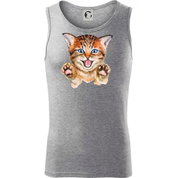 Kočka baf - Tílko pánské Core - XL ( Tmavě šedý melír )