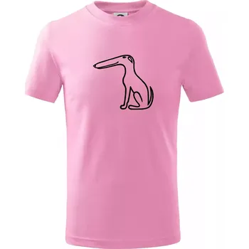 Barzoj obrys černý (Moňas) - Tričko dětské bavlněné - 146 cm/10 let ( Růžová )