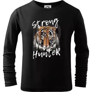 Chlapecké tričko Tygr - Strong Hunter - Triko dětské Long Sleeve - 158 cm/12 let ( Černá )