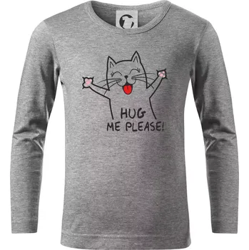 Chlapecké tričko Kočka hug me please - Triko dětské Long Sleeve - 122 cm/6 let ( Tmavě šedý melír )