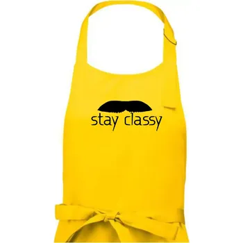 Kuchyňská zástěra Stay Classy - mustache - Pánská zástěra na vaření - Univerzální velikost ( Žlutá )