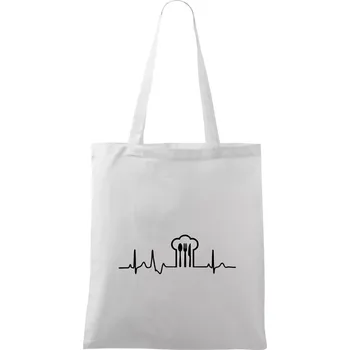 EKG kuchař čepice a příbory - Taška bavlněná - 42 x 38 cm ( Bílá )