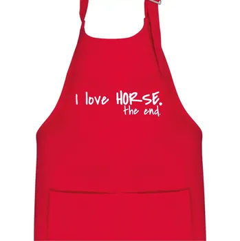 Kuchyňská zástěra I love horse the end. - Dětská zástěra na vaření - Univerzální velikost ( Červená )