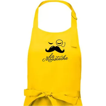 Kuchyňská zástěra La Mustache - Pánská zástěra na vaření - Univerzální velikost ( Žlutá )