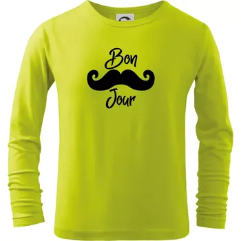 Dětská móda Mustache Bon Jour - Triko dětské Long Sleeve - 104-110cm / 3-4 roky ( Limetková )