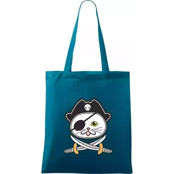 Kočičí pirát - Taška bavlněná - 42 x 38 cm ( Petrolejová )